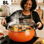 8.45QT Large Capacity Non-Stick Braiser Soup Pot with Twist-Lock Handle – Fast Even Heating, Gas Induction & Fire Pit Compatible for Home Restaurant & Camping