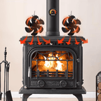 Wood Stove Fan Heat Powered Non-Electric Fireplace Fan for Wood Burning Stoves Pellet Stoves Log Burners with Thermometer – 4 to 7 Blade Options