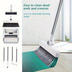 3-in-1 Broom, Dustpan & Floor Brush Combo Set with Trash Bag Roll – Compact Household Cleaning Kit for Kitchen, Bathroom, Living Room, Patio & Outdoor Use, White