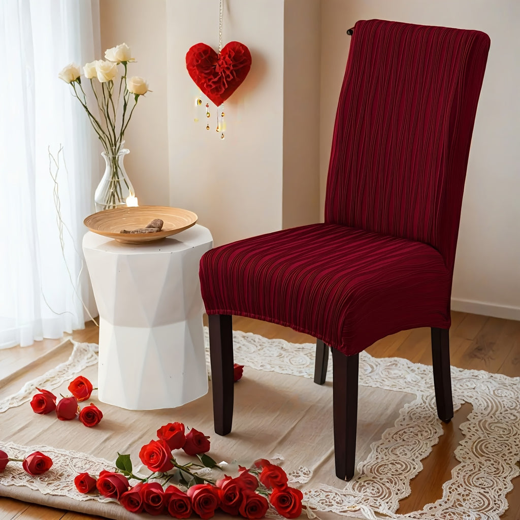 Stain-Resistant Stretch Dining Chair Covers Set of 4 or 6 Jacquard Polyester-Spandex Removable Slipcovers – Pet & Kid Friendly, Machine Washable, for Restaurant Home Wedding Christmas