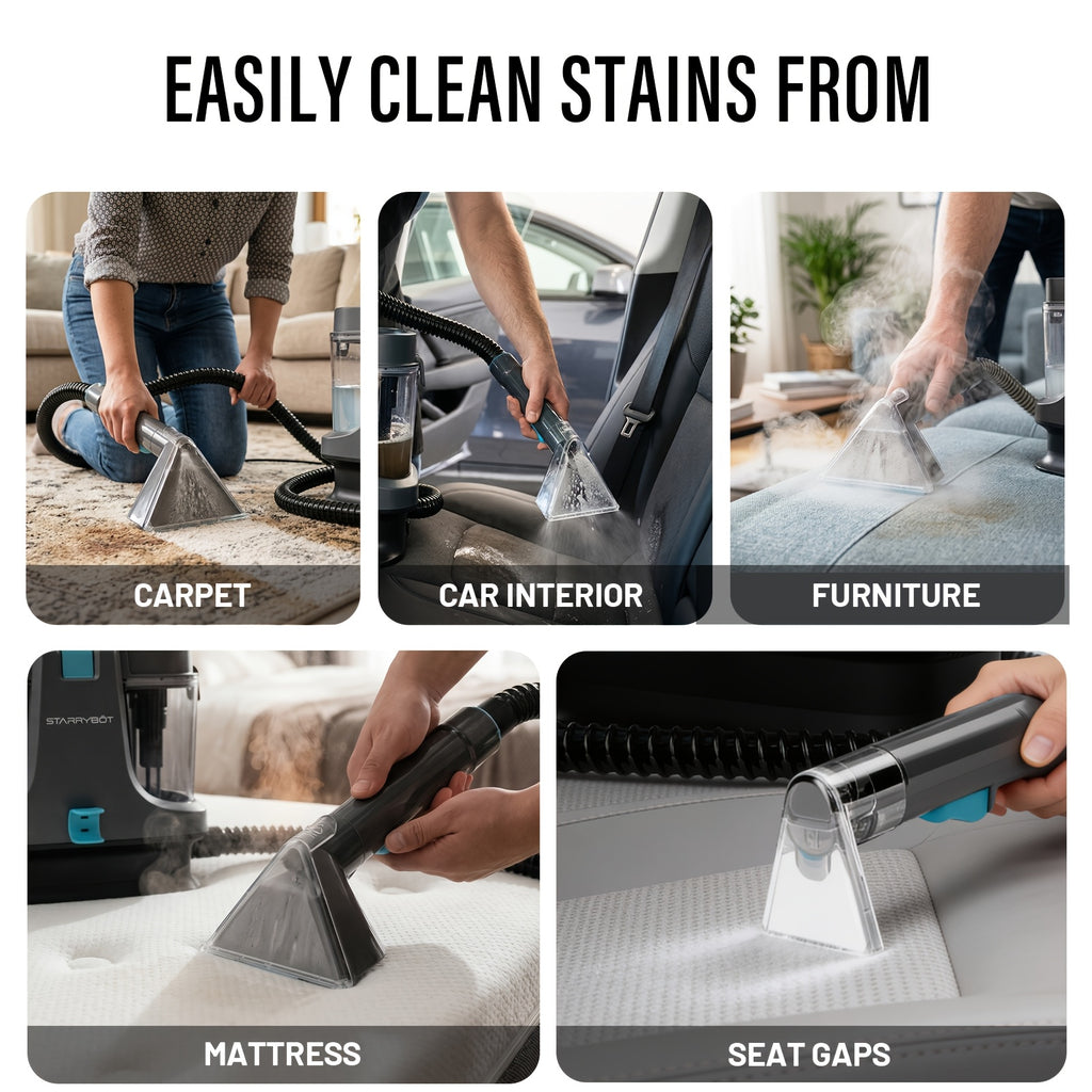 Portable Carpet Cleaner 1500W with Steam & Heat, 35KPa Powerful Suction Spot Cleaner for Pets, Couch, Stairs & Rugs – Professional Upholstery Cleaning Machine with Multi-Surface Tool Included