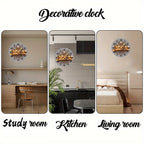 10-Inch Silent Wall Clock with Golden Crown Design – Round Wooden Frameless Battery Operated Decorative Clock for Living Room, Bedroom, Kitchen & Office, Aesthetic Religious Gift