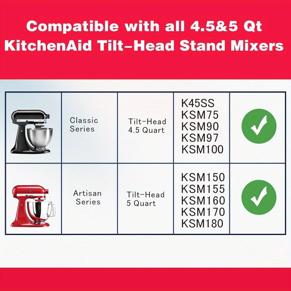 5Qt Stainless Steel Mixer Bowl – KitchenAid Artisan & Classic 4.5-5QT Compatible, Oven-Safe 304 Steel with Ergonomic Handle & Spill-Resistant Lid