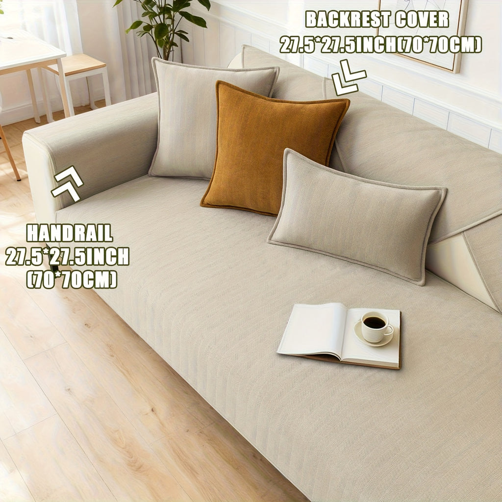 Chenille Ribbed Sofa Cover – Pet-Friendly Non-Slip Stretch Slipcover, Machine Washable Sofa Protector for 2, 3 & 4-Seater and Sectional Sofas, Modern Living Room Couch Cover