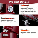 Stand Mixer 6-in-1 with 6.3QT Stainless Steel Bowl, 400W 6-Speed Tilt-Head Kitchen Mixer with Dough Hook, Egg Beater, Whisk, Juicer & Meat Grinder Attachments