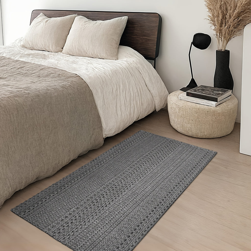 Bohemian Braided Cotton Area Rug Machine Washable Non-Slip Rubber Back – Woven Boho Rug for Living Room, Bedroom, Kitchen, Dining Room & Entryway – Sizes 2x3ft to 6x9ft