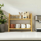 Japanese Natural Wood 2-Tier Cup Rack | Countertop Mug Organizer for Kitchen Living Room Coffee Bar