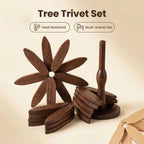 Tree Shaped Trivet Set Foldable Wooden Hot Pot Holder - Decorative Heat Resistant Trivet Mats for Kitchen Counter and Dining Table, Space Saving Stackable Leaf Trivet Set