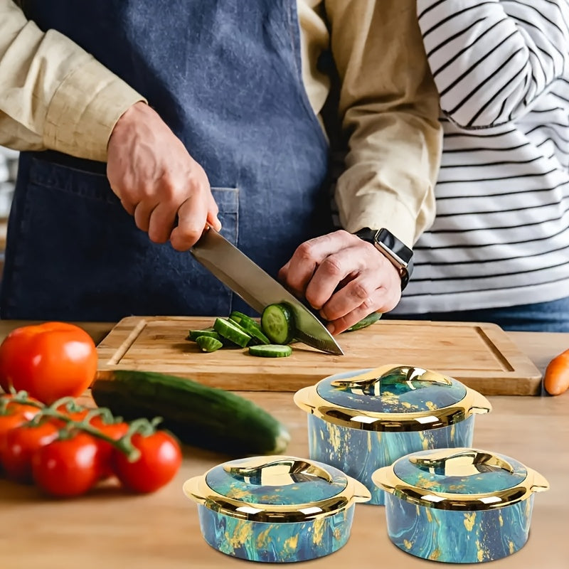 Insulated Thermal Casserole Dish Set with Lids 3-Piece – Stainless Steel Hot & Cold Food Warmer for Buffets, Hot Pot, Family Gatherings & Potlucks – 5 Colors