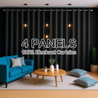 100% Blackout Curtains 4 Panels - Thermal Insulated Heat & Noise Blocking Room Darkening Energy Saving Drapes for Living Room Bedroom Balcony Courtyard, Elegant Partition Curtains