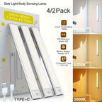 LED Motion Sensor Under Cabinet Lights USB Rechargeable – 3 Color Temperatures Wireless Stick-On Magnetic Night Light for Kitchen Cabinet Closet Wardrobe Cupboard Stairs
