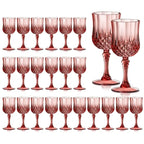 Plastic Vintage Wine Glasses Set of 24 – 7oz Unbreakable Crystal Highball Glasses for Wine, Champagne & Water | Reusable Wedding & Party Drinkware