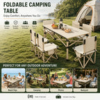 Portable Foldable Camping Picnic Table 4-6 Person Adjustable Height Metal Outdoor Folding Table with Storage Bag for Backyard Beach BBQ Indoor Outdoor