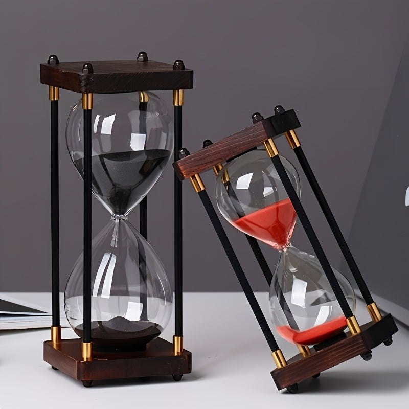 Decorative Hourglass Timer 60 Minute with Wooden Frame - Large Sand Timer for Kitchen Cooking, Home Office Bedroom Decor, Unique Gift for Birthday, Valentine's Day & Holidays
