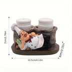 Chef Statue Salt and Pepper Shaker Set – Resin Decorative Chef Spice Jar Holder for Kitchen, Dining Room, Cafe & Coffee Shop Desktop – 4 Styles