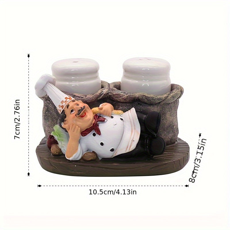 Chef Statue Salt and Pepper Shaker Set – Resin Decorative Chef Spice Jar Holder for Kitchen, Dining Room, Cafe & Coffee Shop Desktop – 4 Styles