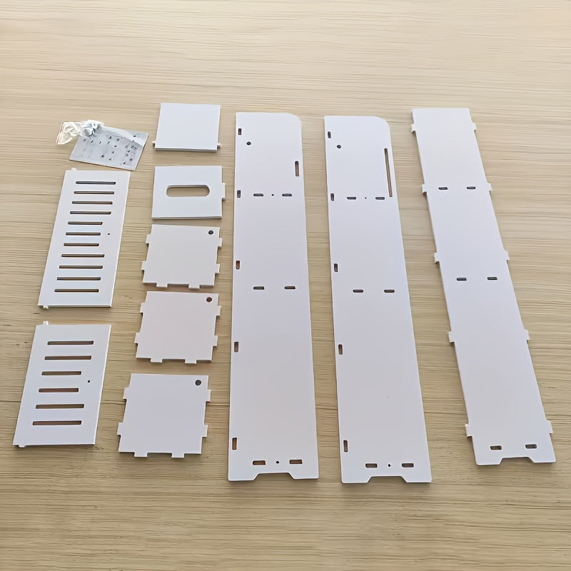 Floor Standing Bathroom Cabinet PVC Double Door White Thickened Space Saving Corner Shelf for Toilet Paper Shampoo Storage Home Hotel School Restroom