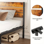 Metal Frame Bed Frame with Headboard No Box Spring Needed, Sturdy Wood Slats Support 800 lbs, Twin Full Queen, Bedroom Platform Bed