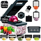 Vegetable Chopper with 8 Blades - Multifunctional Food Slicer Dicer Cutter, Onion Chopper Set with Container, 22pcs Kitchen Prep Tool