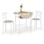 3-Piece Bistro Dining Set Drop Leaf Table and 2 Chairs Space Saving Kitchen Table Set for 2 with Wine Rack Metal Frame for Small Space Apartment Breakfast Nook