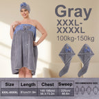Adjustable Bath Wrap Skirt Set with Triangular Hair Drying Cap – Sizes S-XXXXL Spa Towel Wrap for Women, Home, Travel & Steam Room