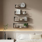 Floating Wall Shelves Set of 4/6 Pcs, Multi-Size Wall Mounted Storage Rack for Bathroom, Bedroom, Living Room, Kitchen, Wall Vanity Shelf, Home Storage Organizer & Decor Display, Room Decoration