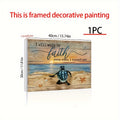 Sea Turtle Canvas Wall Art with Wood Frame – 11.8x15.7 Modern Ocean Beach Painting for Bathroom, Bedroom & Office, Minimalist Coastal Wall Decor Framed Picture