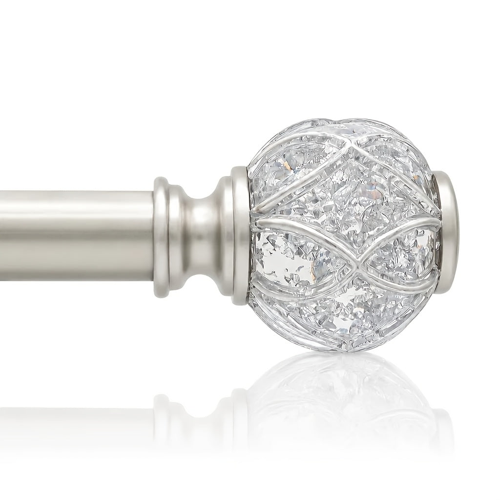 Adjustable Curtain Rod Crystal & Gold Single Decorative Rod for Windows 28 to 122 Inch – Spliced Extension Design, 8 Size Options