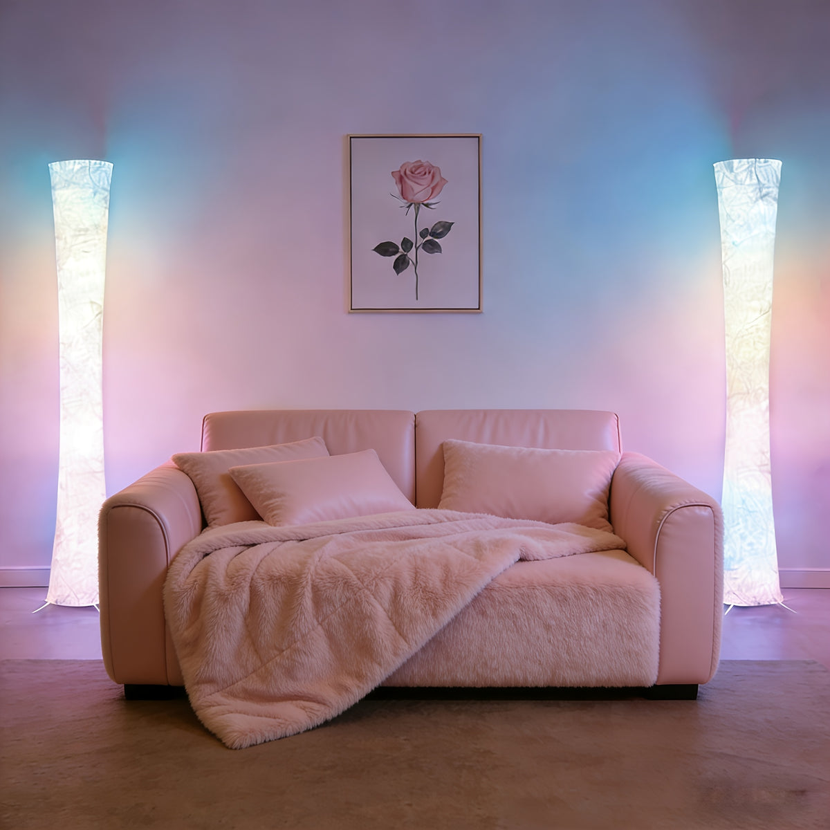 Smart RGB LED Floor Lamp with Music Sync App & Remote Control Dimmable Color Changing Standing Light for Living Room Bedroom Office