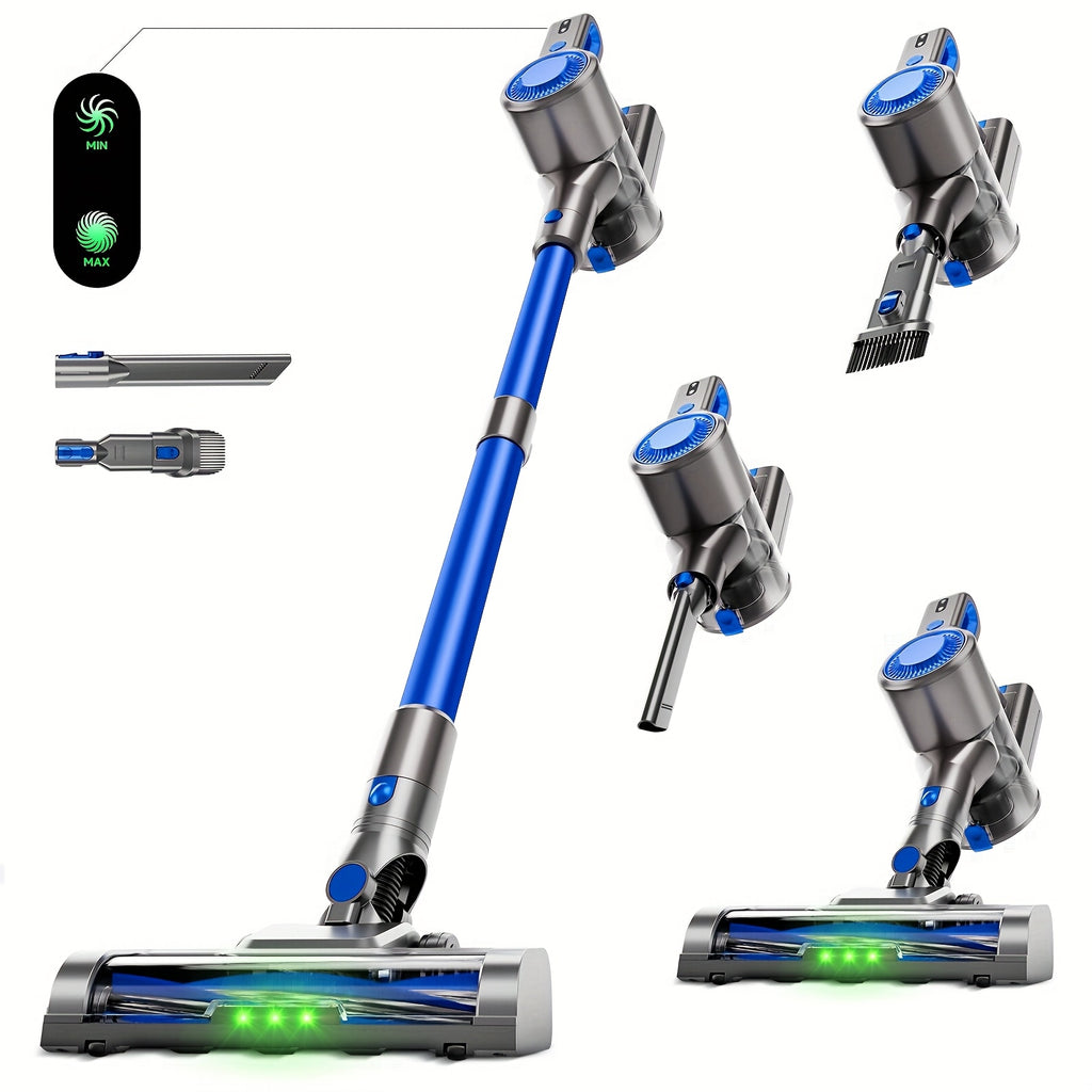 Cordless Vacuum Cleaner 54-64 KPA Lightweight with Anti-Tangle Brush, Removable Battery & Green LED – 45-Min Runtime for Carpet, Pet Hair, Hardwood Floors & Car Detailing