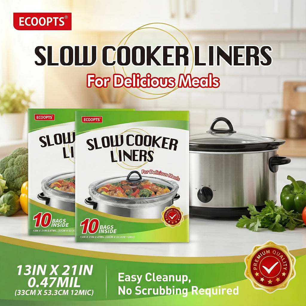Slow Cooker Liners Disposable Cooking Bags 13x21 In, 20 Pack – Fits 3-8 Quart Oval & Round Pots 4QT to 8.5QT, No-Scrub Easy Cleanup Kitchen Bag