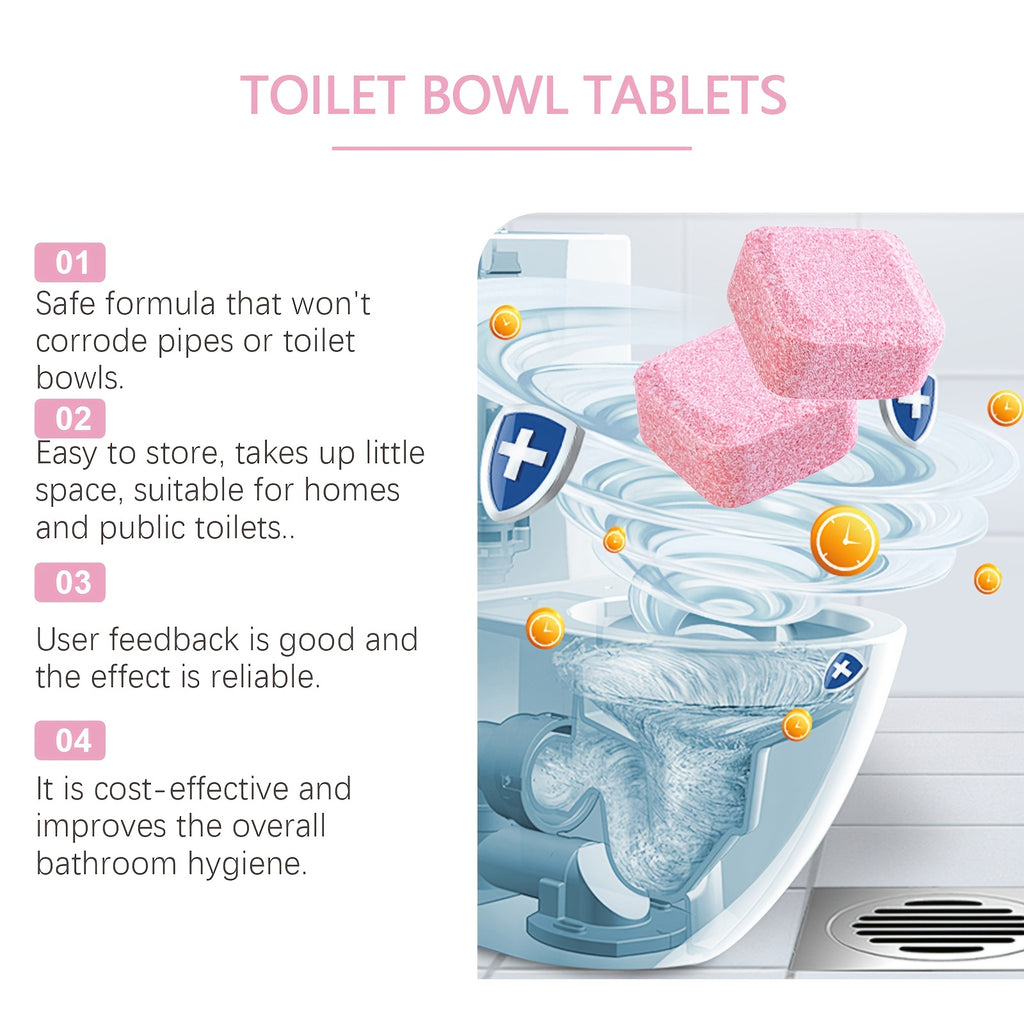Toilet Bowl Cleaner Tablets Pink Effervescent Automatic Cleaning Tabs Powerful Descaling Deodorizing Long-Lasting Fragrance Household Bathroom 36 72 108 Pcs