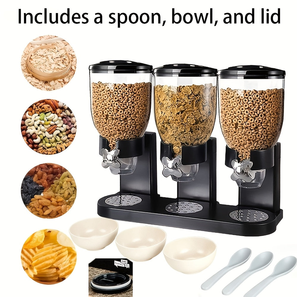 Dry Food & Candy Dispenser with Spoon, Bowl & Lid – 17.5oz Countertop Snack Organizer for Pantry, Oatmeal, Nuts, Granola & Treats