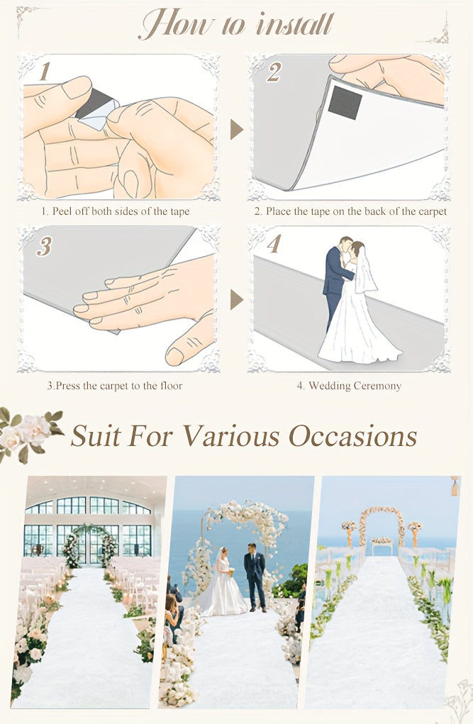 Extra Long Wedding Aisle Runner, 2x15FT – Elegant Ceremony Pathway Mat for Weddings, Parties & Events