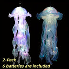 LED Jellyfish Chandelier Lights Color Changing, Set of 2 Hanging Outdoor Garden Tree Lights for Christmas, Halloween, Gender Reveal & Mood Lighting, Battery Powered