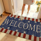 Patriotic Welcome Door Mat – Machine Washable Polyester, National Pride Design, Indoor Runner for Entryway, Bedroom, Kitchen & Bathroom | 18×47 in | Nuvia Haven