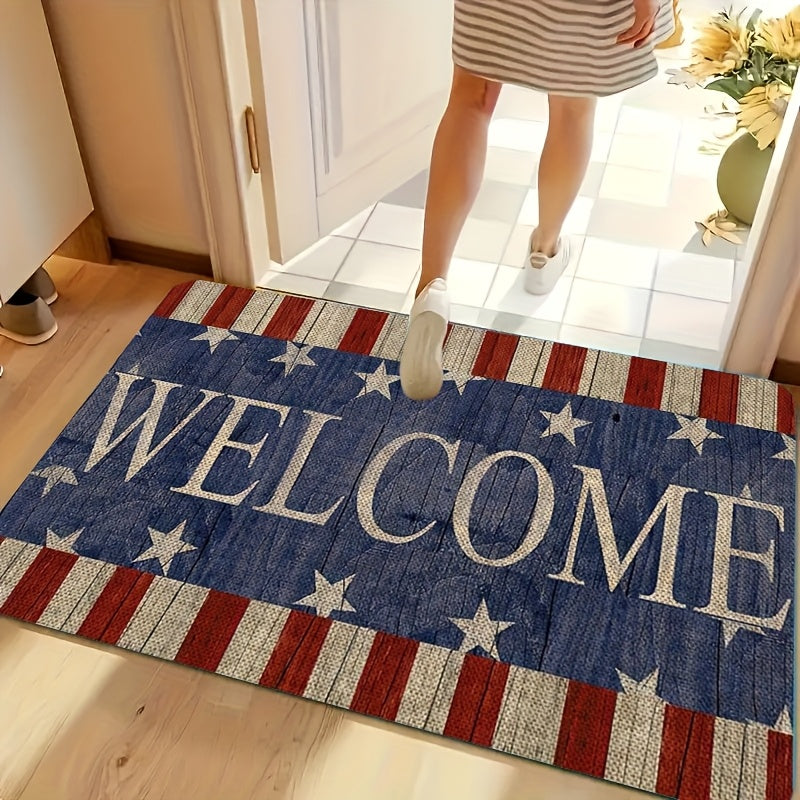 Patriotic Welcome Door Mat – Machine Washable Polyester, National Pride Design, Indoor Runner for Entryway, Bedroom, Kitchen & Bathroom | 18×47 in | Nuvia Haven