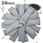 Bamboo Charcoal Bags 24 Pack Odor Absorber Eliminator Reusable Linen Air Purifying Bags for Shoes Home Car Closet Pet Gym Refrigerator