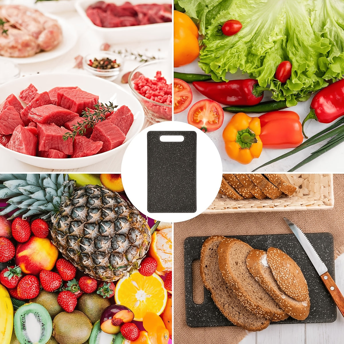 Cutting Board Set 3-Piece Wheat Straw with Granite Pattern – Dual-Sided Dishwasher Safe Chopping Boards for Home Kitchen, Multipurpose Food Prep Tray & Charcuterie Serving Board