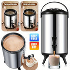 Stainless Steel Insulated Beverage Dispenser with Spigot – Food-Grade 304 Hot & Cold Drink Bucket for Tea, Coffee, Juice & Water, Party Serving Container (6L or 2.11gal)