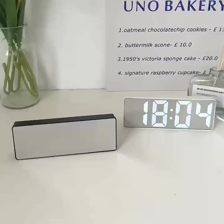 Contemporary LED Desk Clock with Temperature Display, Brightness Adjustment, Night Mode & Snooze – 12/24 Hour Digital Alarm Clock for Bedroom, Office & Nightstand