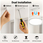 Rechargeable LED Ceiling Lamp with Motion Sensor – 3 Color Modes, 10 Brightness Levels, Remote Control & Timer – Battery-Powered Semi Flush Mount for Living Room, Kitchen & Bathroom
