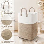 Woven Cotton Rope Laundry Basket Jumbo Size 10.57–26.42 Gal, Multifunctional Storage Bin for Dirty Clothes Blankets Toys – Bathroom Living Room Bedroom Hamper, Bohemian Home Decor Laundry Organizer