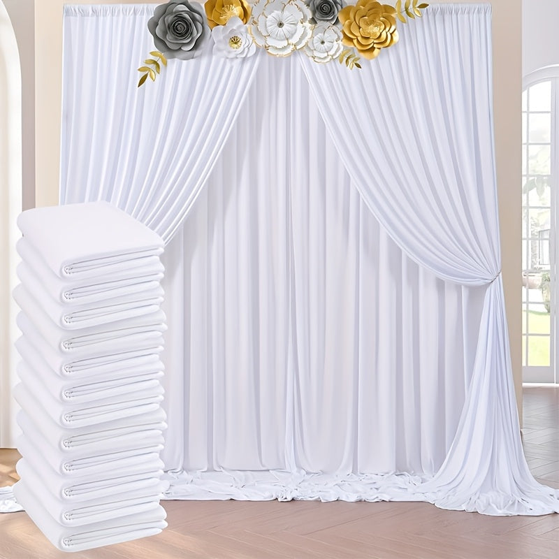 Wrinkle-Free White Backdrop Curtains Polyester, Wedding Party Photo Backdrop Drapes Rod Pocket, Single Panel or Sets of 6 8 12 Pieces