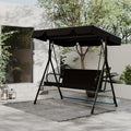 Outdoor Patio Swing Glider with Canopy & Heavy Duty Stand, Adjustable Bracket, Rust-Proof Powder Coated Frame, Sun Shade Polyester Canopy, Adult Porch Swing for Garden, Lawn and Backyard