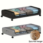 Rolling Under Bed Storage with Wheels - Metal Drawer Organizer for Clothes, Blankets, Shoes & Bedding, 1pc or 2pcs, Gray & Black, Wheeled Storage Box