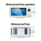 Shower Phone Holder 360 Degree Rotating Waterproof Wall Mount with Wireless Bluetooth Speaker IPX5 Rated for Bathroom Tub Kitchen Mirror Compatible with 4-6.8 Inch Phones Black White Pink