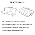 Jacquard Futon Slipcover 3-Seater Armless Sofa Cover Stretch Elastic Band Slip-Resistant Polyester Soft Fit Living Room Couch Protector 7 Colors