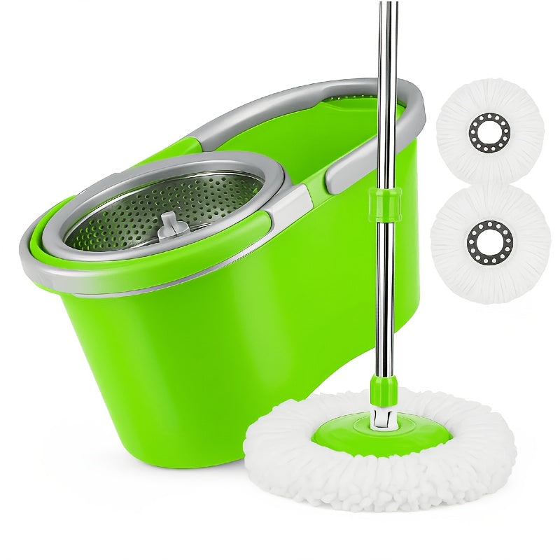 Spin Mop & Bucket with Wringer Set – Large No-Bend No-Splash Floor Mop with Dual Refills, Black Red or Mint Green
