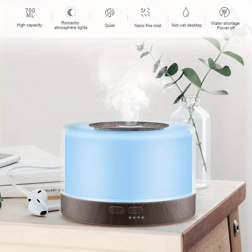 Aromatherapy Diffuser Humidifier Set 500ml Ultrasonic Cool Mist with 7 Color LED Night Light and 6 Essential Oils Gift Box